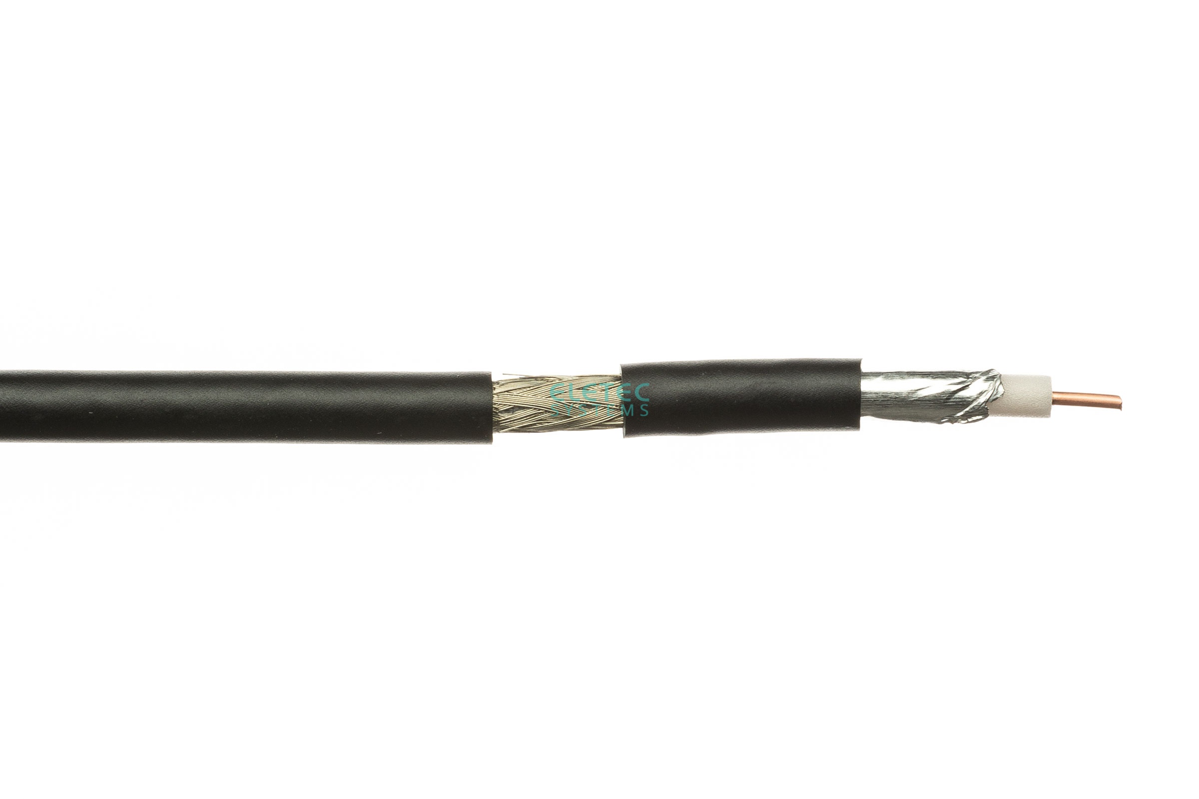 Кабель коаксиальный ЭЛЕТЭК RG-58 A/U MIL17 50 Ом, SOLID, экран 112%, черный, 100 м